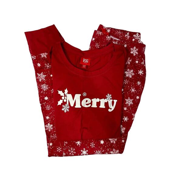 Macy Women's Red Family PJs Matching Merry Snowflake Pajama Set Size Medium - Picture 1 of 6
